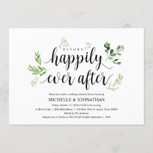 Greenery rustic Wedding Rehearsal Dinner Invites Kaart