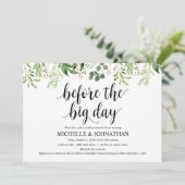 Greenery Rustic Wedding Rehearsal Dinner Invites Kaart (Staand voorkant)