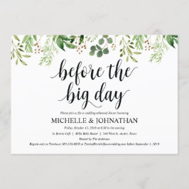 Greenery Rustic Wedding Rehearsal Dinner Invites Kaart