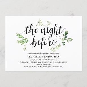 Greenery rustic Wedding Rehearsal Dinner Invites Kaart