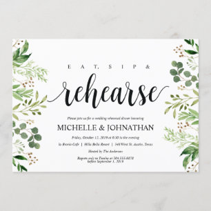 Greenery Rustic Wedding Rehearsal Dinner Invites Kaart