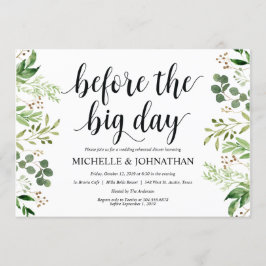 Greenery Rustic Wedding Rehearsal Dinner Invites Kaart