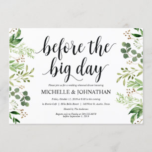Greenery Rustic Wedding Rehearsal Dinner Invites Kaart