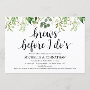 Greenery Rustic Wedding Rehearsal Dinner Invites Kaart