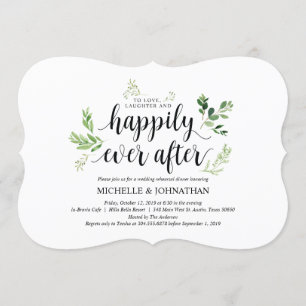 Greenery rustic Wedding Rehearsal Dinner Invites Kaart
