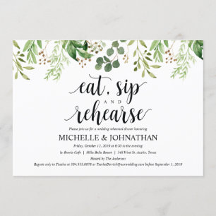 Greenery Rustic Wedding Rehearsal Dinner Invites Kaart