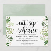 Greenery Rustic Wedding Repetitie Diner Uitnodigt Kaart (Voorkant / Achterkant)