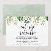 Greenery Rustic Wedding Repetitie Diner Uitnodigt Kaart (Voorkant / Achterkant)