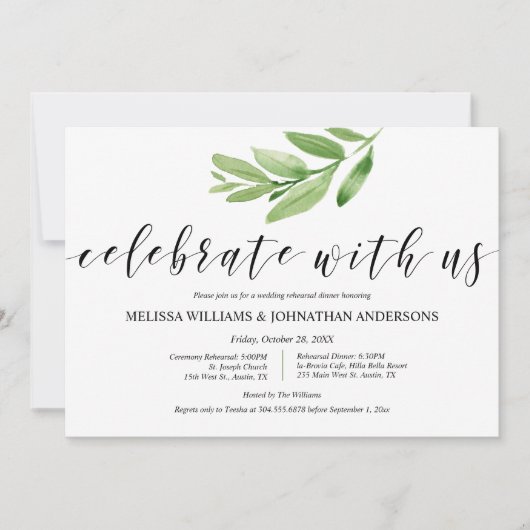 Greenery Rustic Wedding repetitie en diner Kaart (Voorkant)