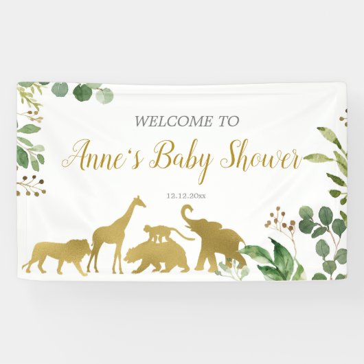 Greenery Safari Animal Baby shower Banner (Horizontaal)
