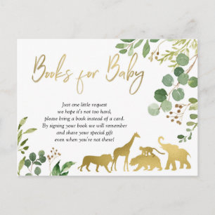 Greenery Safari Animal Baby shower Books for Baby Uitnodiging Briefkaart