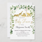 Greenery Safari Animal Baby shower Invitation Kaart (Voorkant)
