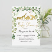 Greenery Safari Animal Baby shower Invitation Kaart (Staand voorkant)