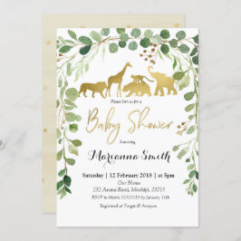 Greenery Safari Animal Baby shower Invitation Kaart