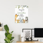 Greenery Safari Animals Baby shower Welkomstbord Poster (Thuiskantoor)