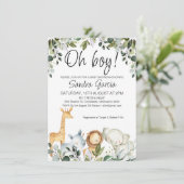 Greenery Safari Animals met Baby shower van Lion Kaart (Staand voorkant)