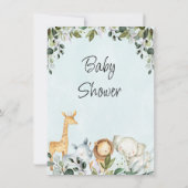 Greenery Safari Animals met Baby shower van Lion Kaart (Achterkant)