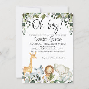 Greenery Safari Animals met Baby shower van Lion Kaart