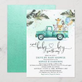 Greenery Safari Animals rijden door Baby shower Kaart