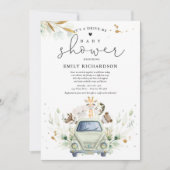 Greenery Safari Animals rijden op Baby shower Kaart (Voorkant)