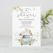 Greenery Safari Animals rijden op Baby shower Kaart (Staand voorkant)