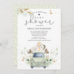 Greenery Safari Animals rijden op Baby shower Kaart