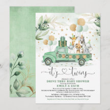 Greenery Safari Animals Twins Boy Girl Baby shower