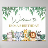 Greenery Safari Animals Wild Op een dag Welkom Poster (Voorkant)