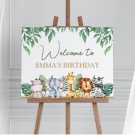 Greenery Safari Animals Wild Op een dag Welkom Poster