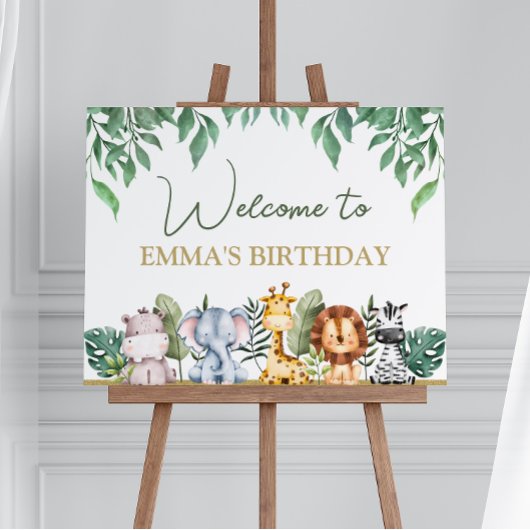 Greenery Safari Animals Wild Op een dag Welkom Poster