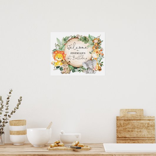 Greenery Safari Animals Wild Op een dag Welkom Poster (Keuken)