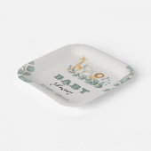 Greenery Safari Baby shower 7" Vierkante Papier Bo Papieren Bordje (Gebogen)