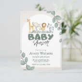 Greenery Safari Baby shower Invitation Kaart (Staand voorkant)