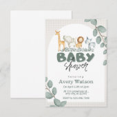 Greenery Safari Baby shower Invitation Kaart (Voorkant / Achterkant)