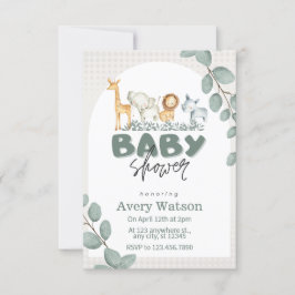 Greenery Safari Baby shower Invitation Kaart