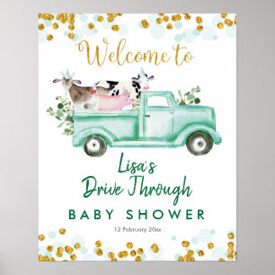 Greenery Safari Drive by Baby shower Welcome Sign Poster