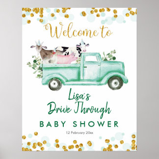 Greenery Safari Drive by Baby shower Welcome Sign Poster