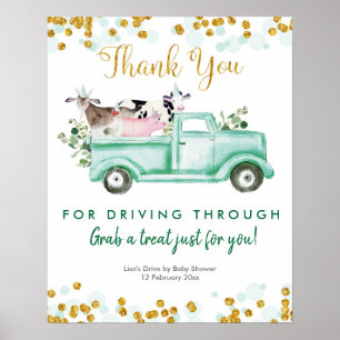 Greenery Safari Drive by Party Sign Poster