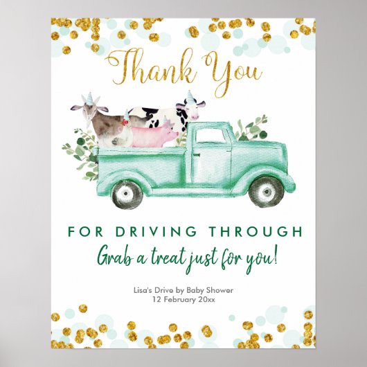 Greenery Safari Drive by Party Sign Poster (Voorkant)