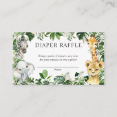 Greenery Safari Oerwoud Animals Diaper Raffle Car Informatiekaartje (Voorkant)