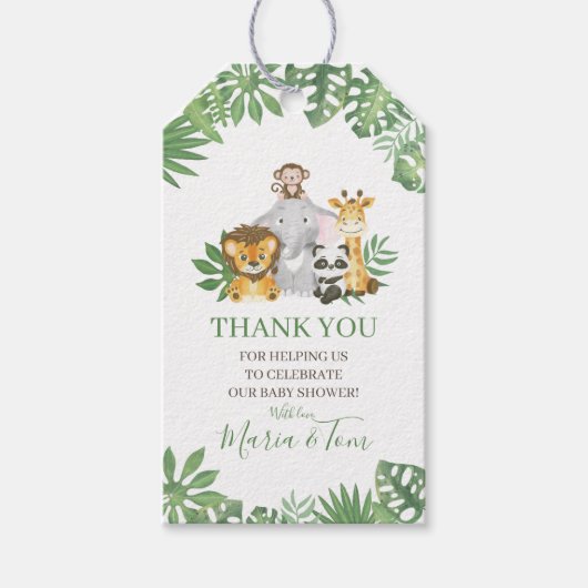 Greenery Safari Oerwouden Baby shower Cadeaulabel (Voorkant)