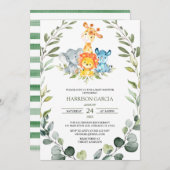 Greenery Safari Oerwouden Baby shower Kaart (Voorkant / Achterkant)
