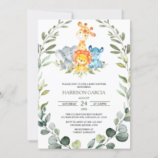 Greenery Safari Oerwouden Baby shower Kaart