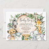 Greenery Safari Wilde Dieren Baby Boy Shower Kaart (Voorkant)