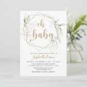 Greenery Sage en Gold Oh Baby Baby shower Kaart (Staand voorkant)