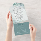 Greenery Sage Green Waterverf Foliage Wedding All In One Uitnodiging (Afscheurbaar)