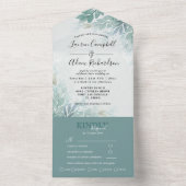 Greenery Sage Green Waterverf Foliage Wedding All In One Uitnodiging (Binnen)