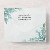 Greenery Sage Green Waterverf Foliage Wedding All In One Uitnodiging (Achterkant)