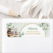 Greenery Sage Storybook Baby shower Adreslabel Etiket (Insitu)