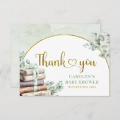 Greenery Sage Storybook Baby shower Bedankt Card (Voorkant / Achterkant)
